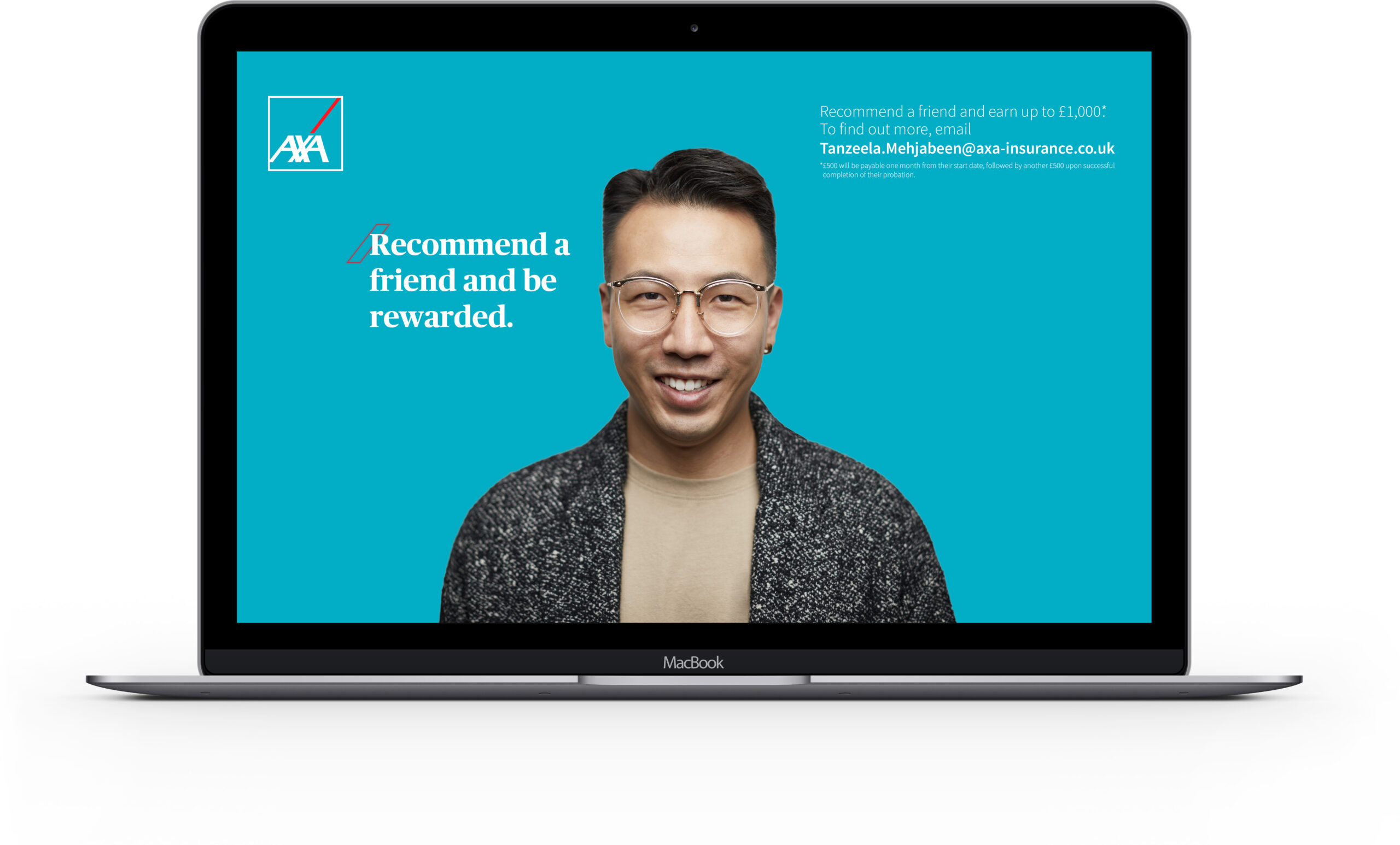 AXA raising the profile of customer service agents globally - laptop mock up